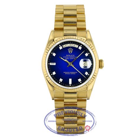 rolex day date blue dial yellow gold|blue diamond rolex.